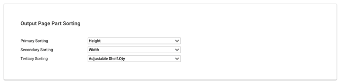 Output Page Part Sorting Menu