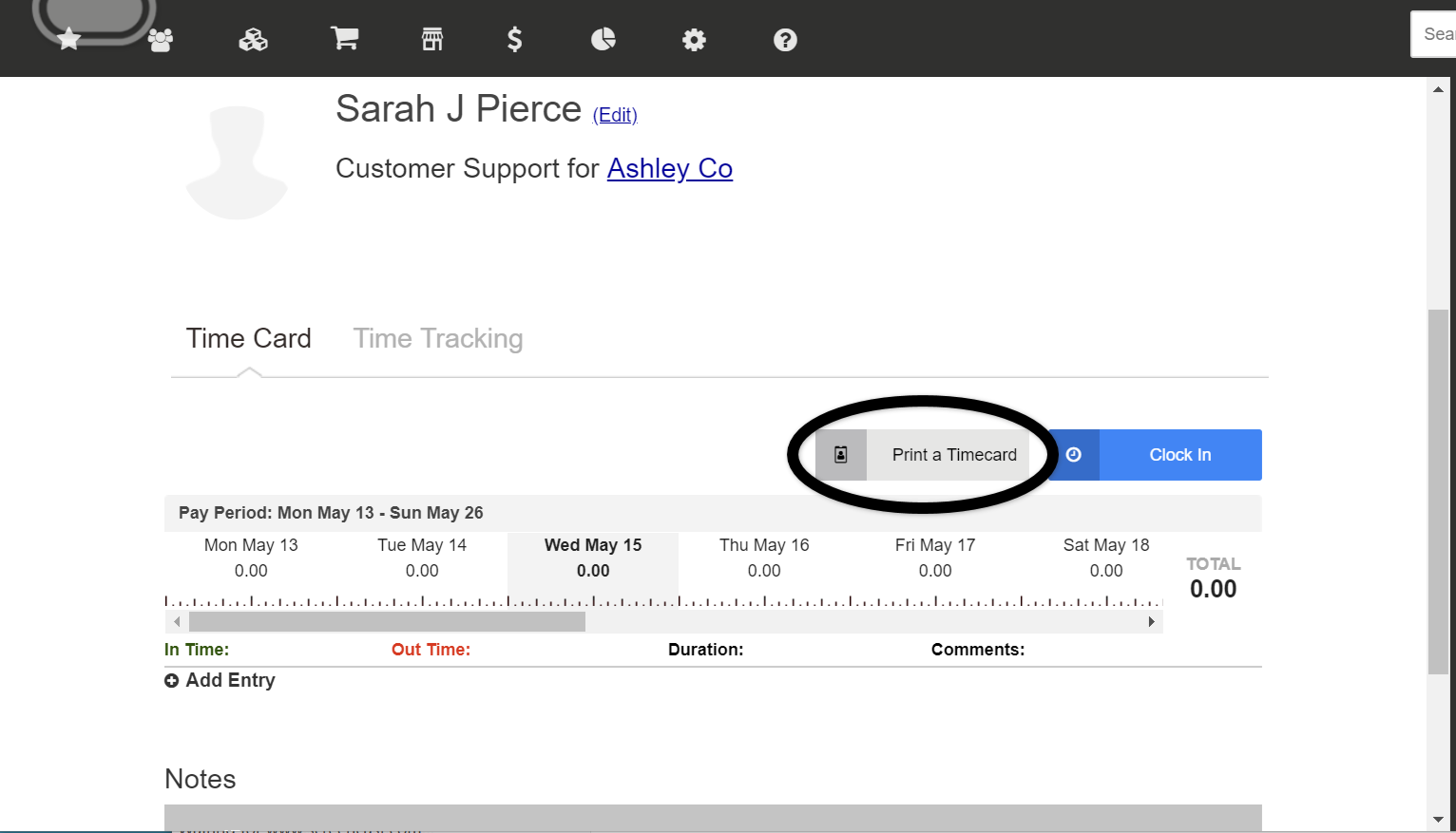 Print a timecard