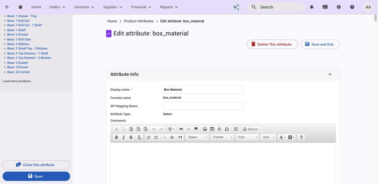 The attribute editor: Attribute Info