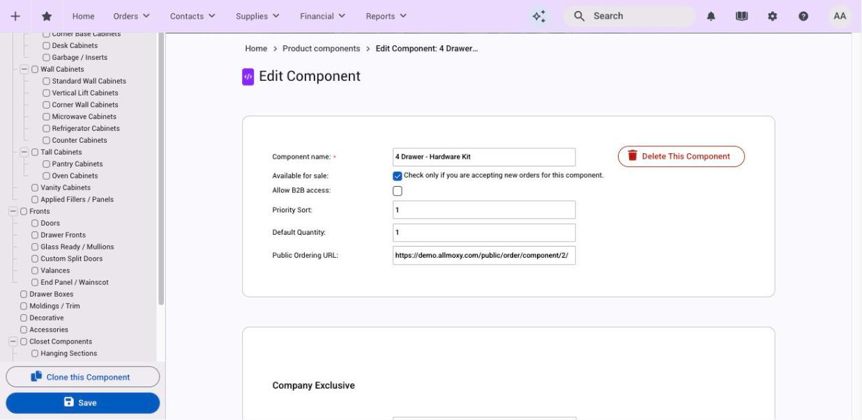 The component form