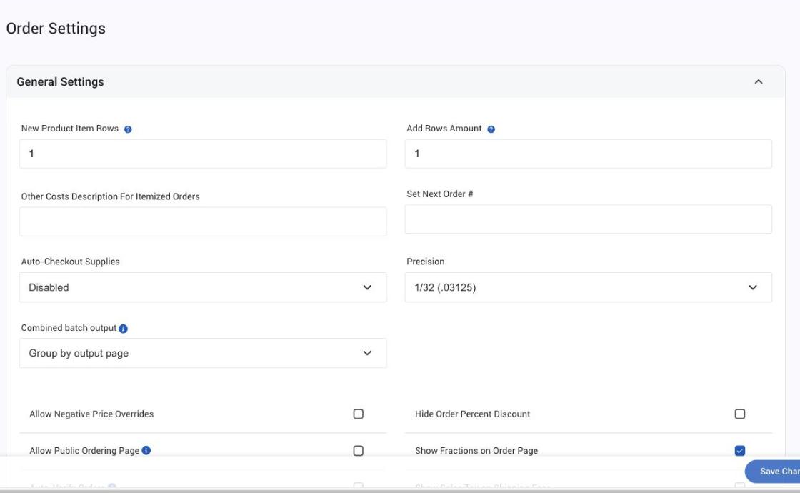 The General Settings section of Settings > E-commerce > Order Settings