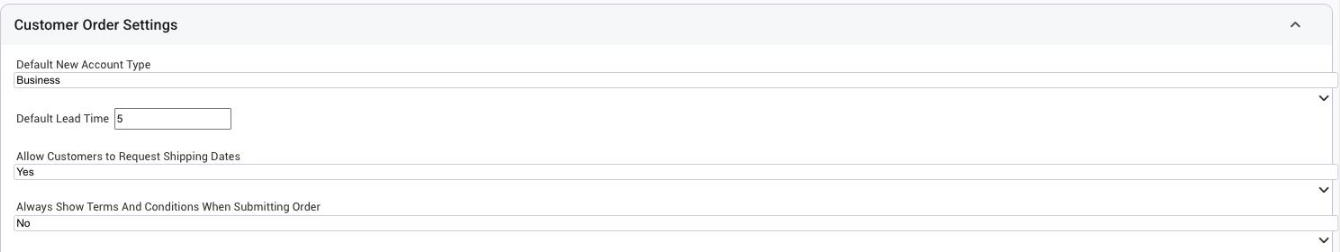 Default Lead Time in the Customer Order Settings section of Order Settings