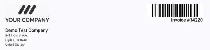 The barcode in the header of the Invoice output page