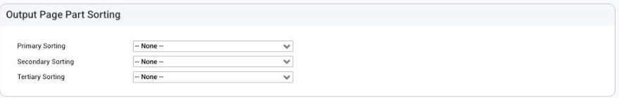 Output Page Part Sorting on a product