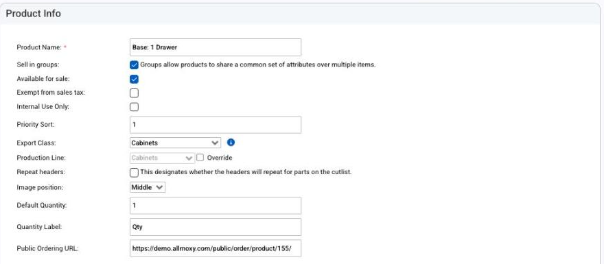 The Repeat headers checkbox in Product Info