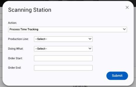 The Scanning Station dialog with Process Time Tracking selected